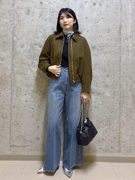 「ROPE'（ロペ）のアイテム（ブルゾン）」を使った、SAORIさん（レディース・164cm）の春コーディネート