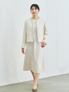 「アイテム（ノーカラージャケット）」を使った、SAORIさん（レディース・164cm）の秋コーディネート