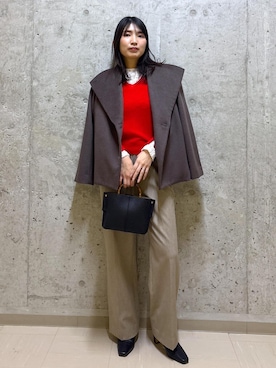「アイテム（ステンカラーコート）」を使った、SAORIさん（レディース・164cm・30代）の冬コーディネート