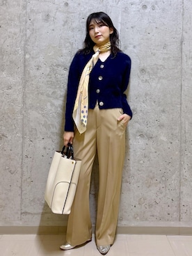 「アイテム（バンダナ/スカーフ）」を使った、SAORIさん（レディース・164cm・30代）の秋コーディネート