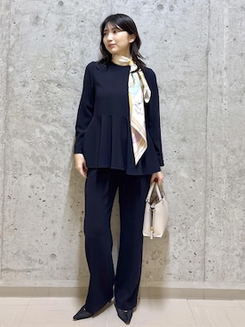 「アイテム（バンダナ/スカーフ）」を使った、SAORIさん（レディース・164cm）の秋コーディネート