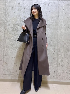 「アイテム（ステンカラーコート）」を使った、SAORIさん（レディース・164cm・30代）の冬コーディネート