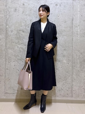 「アイテム（ノーカラージャケット）」を使った、SAORIさん（レディース・164cm）の秋コーディネート