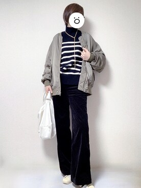 「コーデュロイパンツ」｜「アイテム（MA-1）」を使った、coukoさん（レディース・163cm）の冬コーディネート