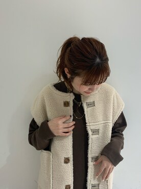 「w closet（ダブルクローゼット）のアイテム（その他アウター）」を使った、matsui misakiさん（レディース・159cm）の秋コーディネート