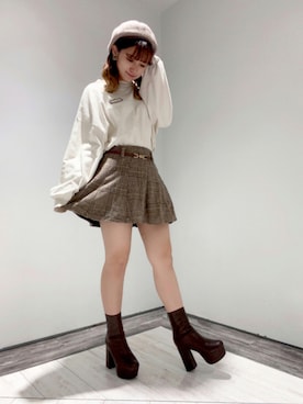 「ブーツコーデ」｜「アイテム（ハンチング/ベレー帽）」を使った、𝚗𝚊𝚐𝚒𝚜𝚊さん（レディース・155cm）の秋コーディネート