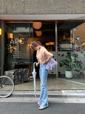 「ショート丈トップス」｜「アイテム（その他シューズ）」を使った、nonさん（レディース・162cm）の夏コーディネート