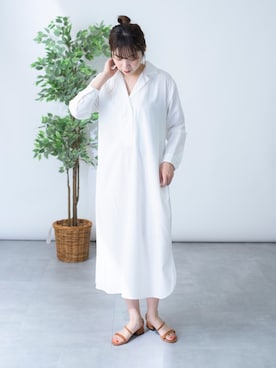 「SETUP7（セットアップセブン）のアイテム（シャツワンピース）」を使った、hitoさん（レディース・163cm）の夏コーディネート