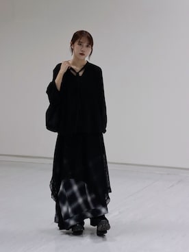 「アイテム（ジャンパースカート）」を使った、Aru.さん（レディース・165cm）の秋コーディネート