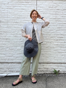 「AIGLE（エーグル）のアイテム（ブルゾン）」を使った、hitomiarakawaさん（レディース・165cm）の夏コーディネート