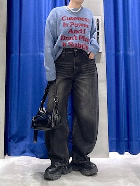 「LOWRYS FARM（ローリーズファーム）のパールタレンネックレス　249411（ネックレス）」を使った、Natsukii/나츠키さん（レディース・164cm）の冬コーディネート