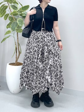 「PAGEBOY（ページボーイ）のレースアップソックスブーツ（ブーツ、ブラック系）」を使った、Natsukii/나츠키さん（レディース・164cm）の夏コーディネート