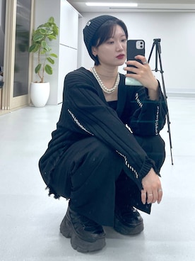 「LOWRYS FARM（ローリーズファーム）のパールタレンネックレス　249411（ネックレス）」を使った、Natsukii/나츠키さん（レディース・164cm・20代）の秋コーディネート