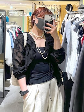 「PAGEBOY（ページボーイ）のレースアップソックスブーツ（ブーツ、ブラック系）」を使った、Natsukii/나츠키さん（レディース・164cm）の春コーディネート