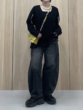 「LOWRYS FARM（ローリーズファーム）のパールタレンネックレス　249411（ネックレス）」を使った、Natsukii/나츠키さん（レディース・164cm・20代）の秋コーディネート