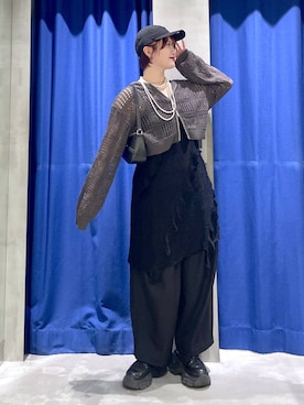 「PAGEBOY（ページボーイ）のレースアップソックスブーツ（ブーツ、ブラック系）」を使った、Natsukii/나츠키さん（レディース・164cm）の春コーディネート