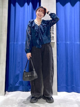 「PAGEBOY（ページボーイ）のレースアップソックスブーツ（ブーツ、ブラック系）」を使った、Natsukii/나츠키さん（レディース・164cm）の春コーディネート