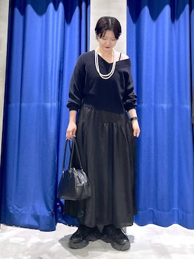 「PAGEBOY（ページボーイ）の【選べる着丈/前後2WAY/マシンウォッシャブル】マルチWAYネックプルオーバー/ニット（ニット/セーター）」を使った、Natsukii/나츠키さん（レディース・164cm）の秋コーディネート