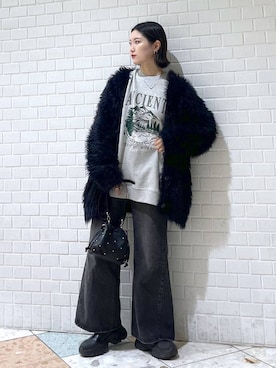 「PAGEBOY（ページボーイ）のモンスターフェザーカーディガン（カーディガン/ボレロ）」を使った、Natsukii/나츠키さん（レディース・164cm）の秋コーディネート