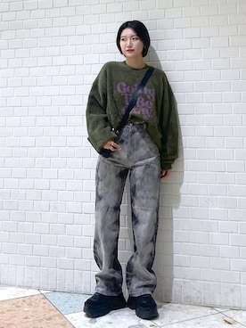 「JEANASIS（ジーナシス）のランダムアウトソールスニーカー/968688（スニーカー）」を使った、Natsukii/나츠키さん（レディース・164cm）の冬コーディネート