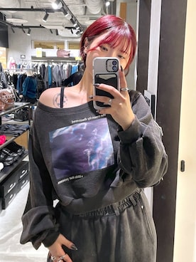 「PAGEBOY（ページボーイ）のフォトプリントショートスウェット（スウェット、グレー系）」を使った、Natsukii/나츠키さん（レディース・164cm）の秋コーディネート