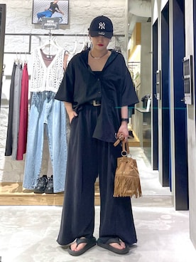 「PAGEBOY（ページボーイ）のサイドタックルーズウラケパンツ/イージーパンツ【4color・2size】（スウェットパンツ）」を使った、Natsukii/나츠키さん（レディース・164cm・20代）の夏コーディネート