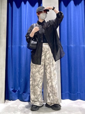 「PAGEBOY（ページボーイ）のレースアップソックスブーツ（ブーツ、ブラック系）」を使った、Natsukii/나츠키さん（レディース・164cm）の春コーディネート