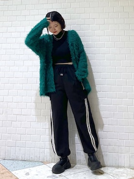 「PAGEBOY（ページボーイ）のモンスターフェザーカーディガン（カーディガン/ボレロ）」を使った、Natsukii/나츠키さん（レディース・164cm）の秋コーディネート