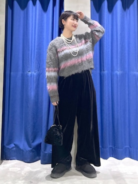 「LOWRYS FARM（ローリーズファーム）のパールタレンネックレス　249411（ネックレス）」を使った、Natsukii/나츠키さん（レディース・164cm）の冬コーディネート