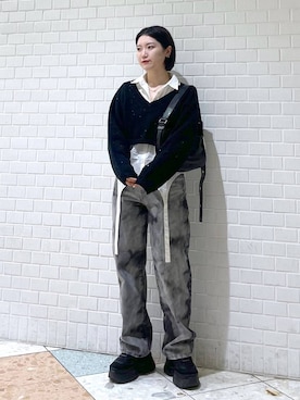 「JEANASIS（ジーナシス）のランダムアウトソールスニーカー/968688（スニーカー）」を使った、Natsukii/나츠키さん（レディース・164cm）の冬コーディネート