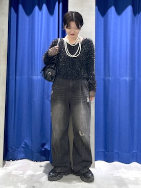 「LOWRYS FARM（ローリーズファーム）のパールタレンネックレス　249411（ネックレス）」を使った、Natsukii/나츠키さん（レディース・164cm・20代）の秋コーディネート