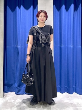 「PAGEBOY（ページボーイ）のオンブレチェックシャツ/チェックシャツ【2WAY仕様/シワになりにくい】（シャツ/ブラウス、ブラック系）」を使った、Natsukii/나츠키さん（レディース・164cm）の夏コーディネート