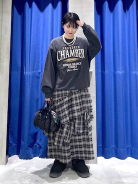 「LOWRYS FARM（ローリーズファーム）のパールタレンネックレス　249411（ネックレス）」を使った、Natsukii/나츠키さん（レディース・164cm）の冬コーディネート