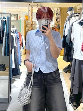 「PAGEBOY（ページボーイ）のレースアップソックスブーツ（ブーツ、ブラック系）」を使った、Natsukii/나츠키さん（レディース・164cm）の夏コーディネート