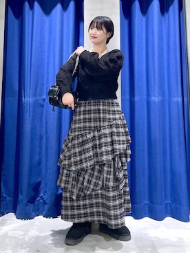 「LOWRYS FARM（ローリーズファーム）のパールタレンネックレス　249411（ネックレス）」を使った、Natsukii/나츠키さん（レディース・164cm）の冬コーディネート