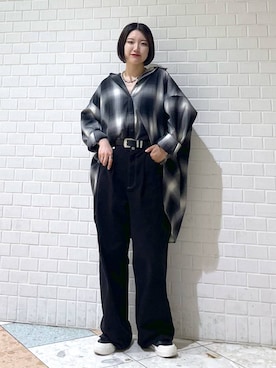 「PAGEBOY（ページボーイ）のオンブレチェックルーズシャツ（シャツ/ブラウス）」を使った、Natsukii/나츠키さん（レディース・164cm）の秋コーディネート