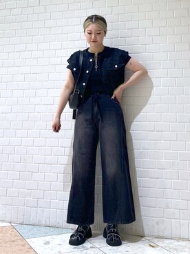 「デニムオンデニム」｜「アイテム（その他アウター）」を使った、Natsukii/나츠키さん（レディース・164cm）の夏コーディネート