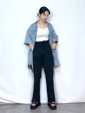 「韓国好きな人と繋がりたい」｜「アイテム（スウェットパンツ）」を使った、Natsukii/나츠키さん（レディース・164cm）の夏コーディネート