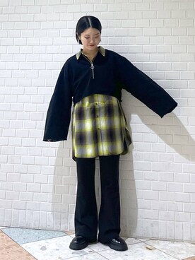 「PAGEBOY（ページボーイ）のオンブレチェックルーズシャツ（シャツ/ブラウス）」を使った、Natsukii/나츠키さん（レディース・164cm）の秋コーディネート