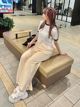 「one after another NICE CLAUP（ワンアフターアナザーナイスクラップ）のアイテム（スウェットパンツ）」を使った、nonokaさん（レディース・166cm）の夏コーディネート