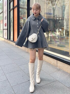 「one after another NICE CLAUP（ワンアフターアナザーナイスクラップ）のアイテム（ステンカラーコート）」を使った、nonokaさん（レディース・166cm）の冬コーディネート