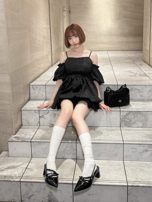 セール】【Black Ribbon Collection】バックリボンミニワンピース