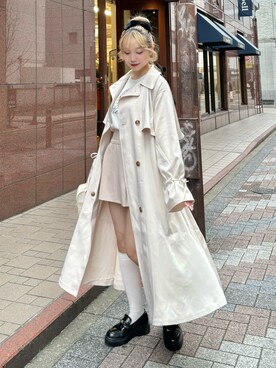 「one after another NICE CLAUP（ワンアフターアナザーナイスクラップ）のアイテム（トレンチコート）」を使った、nonokaさん（レディース・166cm）の冬コーディネート