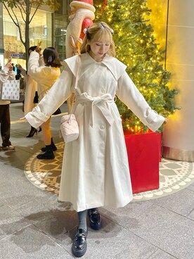「one after another NICE CLAUP（ワンアフターアナザーナイスクラップ）のアイテム（チェスターコート）」を使った、nonokaさん（レディース・166cm）の冬コーディネート