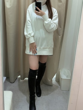「one after another NICE CLAUP(ワンアフターアナザーナイスクラップ)のアイテム(ワンピース/ドレス、ホワイト系)」を使った、ゆみなさん(レディース・158cm)の冬コーディネート