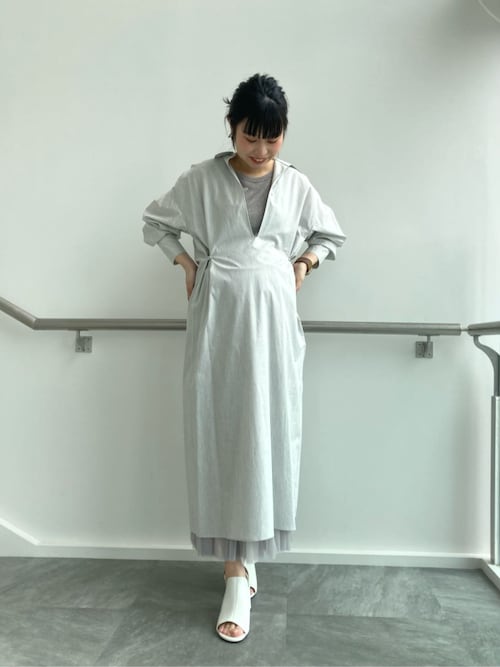 CATONE コットンポプリン ロングシャツワンピース インドコットンポプリンハンド立体刺繍シャツワンピース｜BIGI