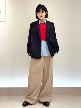 「アイテム（テーラードジャケット、ブルー系）」を使った、COMME CA OFFICIALさん（レディース・161cm）の秋コーディネート