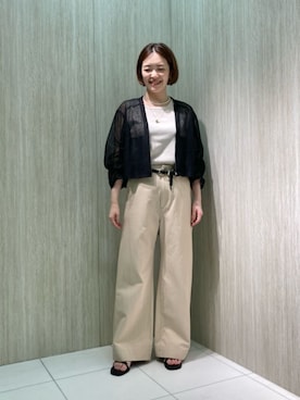 「K.T KIYOKO TAKASE（キヨコタカセ）のスパークナイロンテレコ 2WAYタンクトップ（タンクトップ、ベージュ系）」を使った、COMME CA OFFICIALさん（レディース・166cm）の春コーディネート