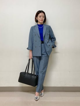 「COMME CA（コムサ）のドライオックス ジャケット（セットアップ、ブルー系）」を使った、COMME CA OFFICIALさん（レディース・161cm）の春コーディネート