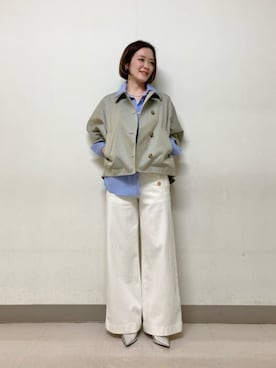 「COMME CA Wardrobe（コムサワードローブ）の11ozストレッチデニム セーラーデニムパンツ（デニムパンツ、ブルー系）」を使った、COMME CA OFFICIALさん（レディース・161cm）の春コーディネート